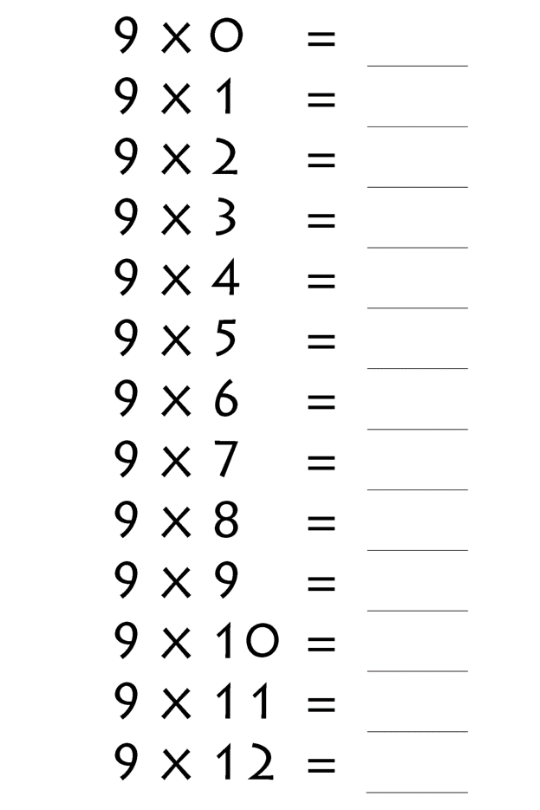 جدول الضرب كامل مكتوب لجميع الأرقام بالصور بدون حل للأطفال